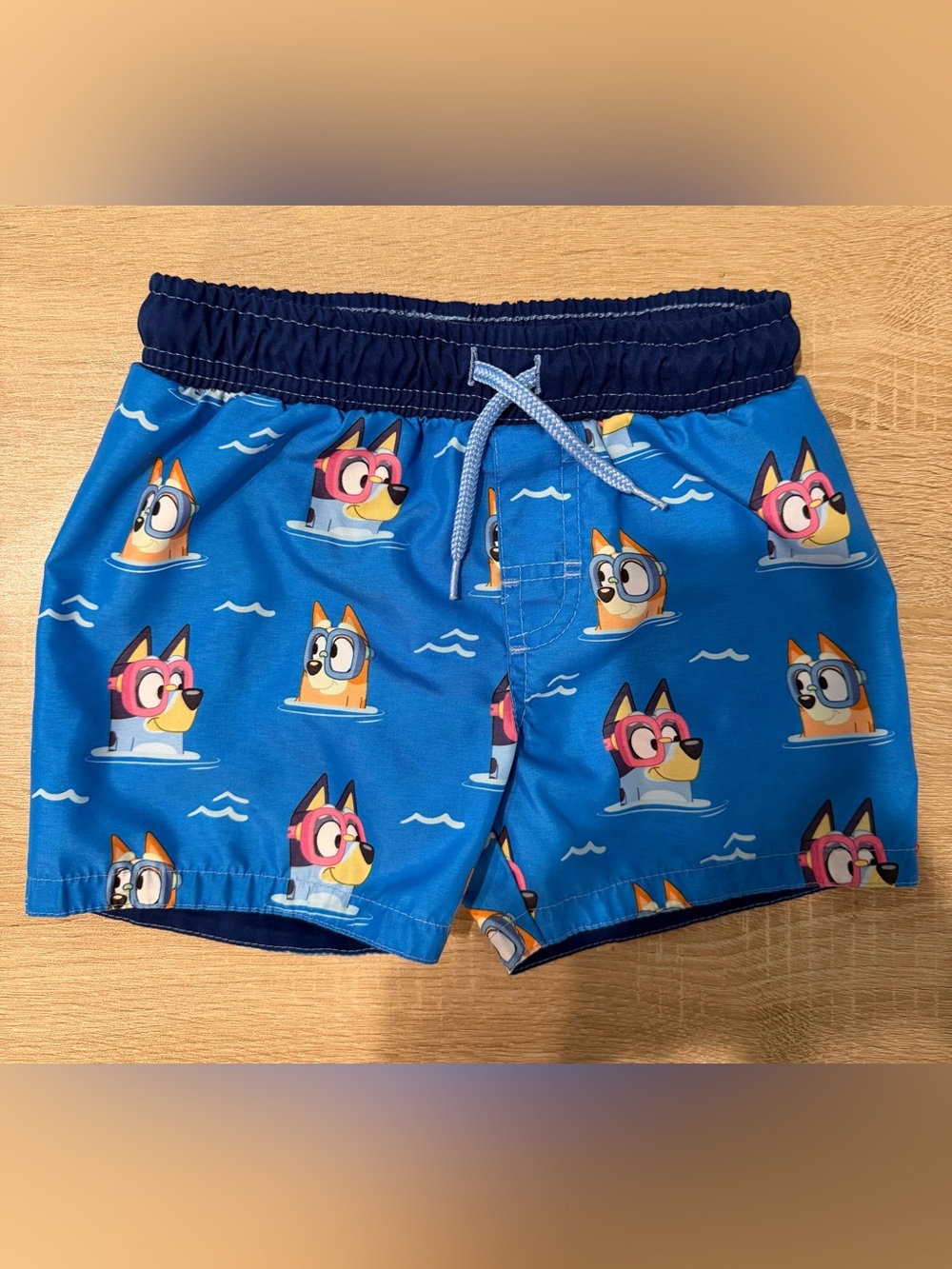 Kids Bluey Cartoon Swim Trunks with Elastic Waist